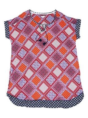 Layla Plus Size Contrast-Print Keyhole Sleepshirt Size 3X